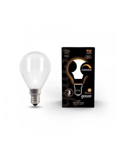 Лампа светодиодная филаментная Black Filament 9Вт P45 шар матовая 3000К тепл. бел. E14 590лм диммир. GAUSS 105201109-D