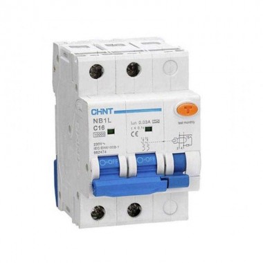 Выключатель автоматический дифференциального тока 2п C 16А 30мА тип A 10кА NB1L (54мм) (R) CHINT 205011