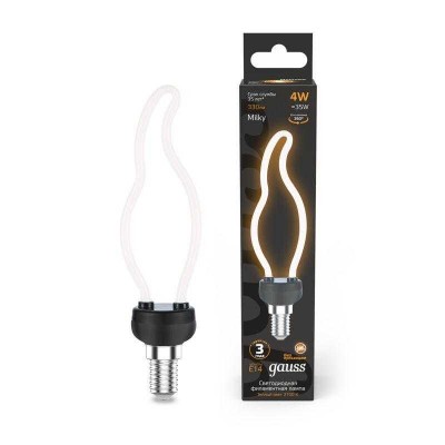 Лампа светодиодная филаментная Black Filament 4Вт контурная Artline свеча матовая 3000К тепл. бел. E14 330лм GAUSS 1000801104