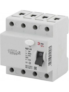 Выключатель дифференциального тока (УЗО) 3P+N 16А 30мА ВД1-63 Pro NO-902-43 ЭРА Б0031887