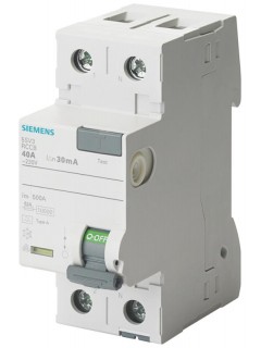 Устройство защитного отключения тип А 40А 1+N 30мА 230В 2мод. защита от перегрузки возможно до ном.тока Siemens 5SV33146LA