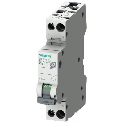 Выключатель автоматический модульный 2п (1P+N) 6кА 230В C10 1MW Siemens 5SL60107