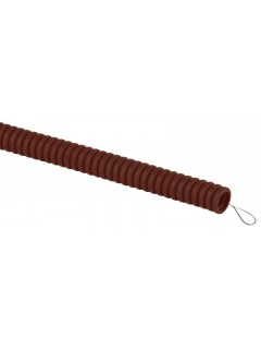 Труба гофрированная ПВХ легкая d25мм с протяжкой дуб (уп.25м) Эра Б0043216