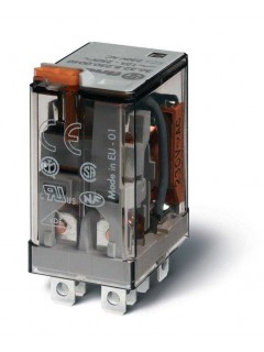Реле миниатюрное силовое электромеханич. монтаж в розетку или наконечники Faston (4.8х0.5мм) 2CO 12А AgNi 110В AC RTI опции: LED FINDER 563281100030