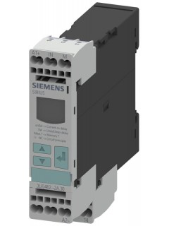Реле контроля тока электронное 22.5мм от 0.1 до 10А AC/DC превыш. и пониж. 24 до 240В AC/DC DC и AC 50 до 60Гц и задержка всплеска 0 до 20с гистерезис 0.01 до 0.5А 1 перекидн. контакт с или без лога ошиб. пруж. нагрузки Siemens 3UG46222AW30