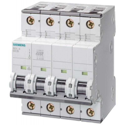 Выключатель автоматический модульный 4п (3P+N) C 4А 6кА 400В AC 1мод. 70мм Siemens 5SY66047