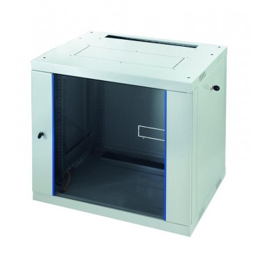 Шкаф настенный Racknet F30 6U 600х600 передняя дверь стеклян. светл./сер. Eurolan 60W-06-66-31GY