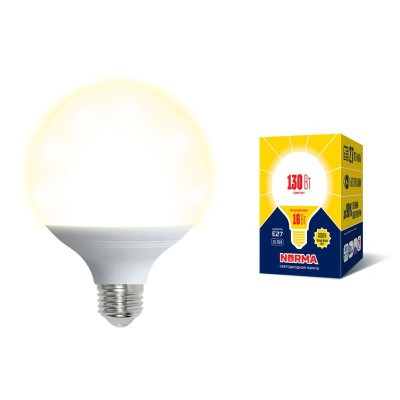 Лампа светодиодная LED-G95-16W/3000K/E27/FR/NR Norma 16Вт матовая 3000К тепл. бел. E27 (упак. картон) Volpe UL-00004873