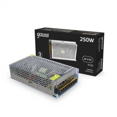 Блок питания для светодиодной ленты Black 250Вт 24В IP20 (драйвер) GAUSS 202002250
