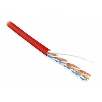 Кабель UUTP4-C5E-S24-IN-PVC-RD-305 витая пара U/UTP кат. 5е 4 пары (24 AWG) ож (solid) PVC (-20град.C - +75град.C) красн. (уп.305м) Hyperline 42012