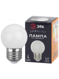 Лампа светодиодная ERAW45-E27 P45 1Вт шар бел. E27 4SMD для белт-лайт ЭРА Б0049577