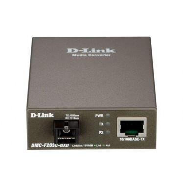 Медиаконвертер DMC-F20SC-BXD/B1A (1 порт 10/100Base-TX; 1 порт 100Base-FX + разъем SC (ТХ: 1550 нм; RX: 1310 нм ) для одномод. оптич. кабеля (до 20км) D-link 1359425