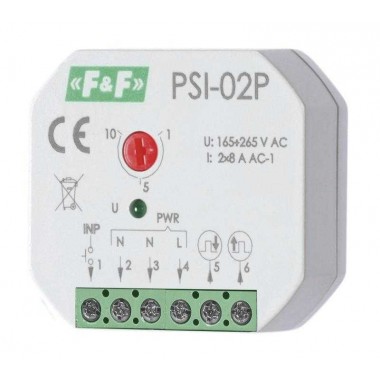Реле-формирователь импульсов PSI-02P длительность импульса 1-10с 165-265В AC монтаж в монтажную коробку F&F EA09.001.012