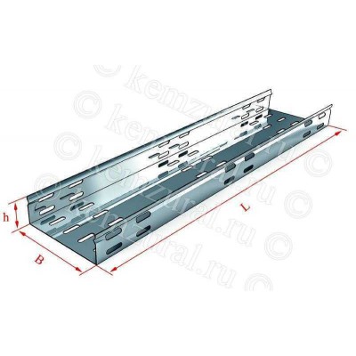 Лоток прямой перфорированный замковый ЛПМЗ 300х80х3000ц УТ1.5 (S=1.2мм) гор. цинк соединители и метизы в компл. КЭМЗ 237 300834 49
