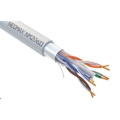 Кабель витая пара F/UTP кат.6 4х2х23AWG solid CU (0.57мм) LSZH нг(А)-HF сер. (уп.305м) NEOMAX NM20611