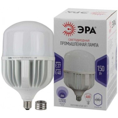 Лампа светодиодная высокомощная STD LED POWER T160-150W-6500-E27/E40 150вт T160 колокол 6500К холод. бел. E27/E40 (переходник в компл.) 12000лм Эра Б0049106