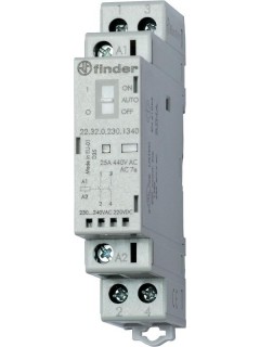 Контактор модульный 2NC 25А AgSnO2 12В AC/DC 17.5мм IP20 опции: мех. индикатор + LED FINDER 223200124420PAS