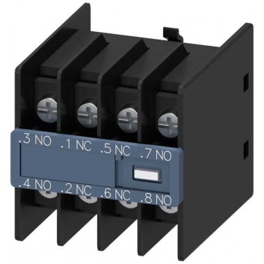 Модуль блок-контактов 11u 2НО+2НЗ: 1НО 1НЗ 1НЗ 1НО д. вспом. контакторов и контакторов для коммутации электродвигателей типоразмер S00 и S0 выводы под кольцевые кабельные наконечники din en 50005 Siemens 3RH29114FB22