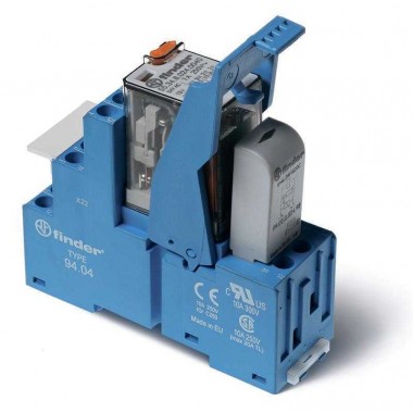 Модуль интерфейсный (сборка 55.34.9.024.0040 + 99.02.9.024.99 + 94.04SMA) электромеханич. реле 4CO 7А AgNi 24В DC IP20 винт. клеммы металлич. клипса LED + диод FINDER 583490240050SMA