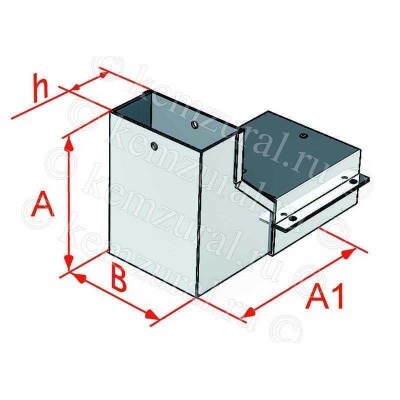 Короб угловой для поворота трассы вверх на 90град. сталь 0.8мм СУВц100х100-У90В УХЛ1 в компл. метизы КЭМЗ p169 101002 27