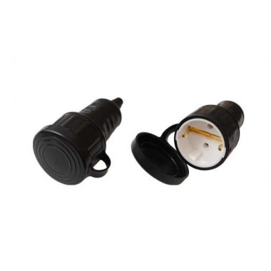 Розетка 16А IP44 250В с заземл. каучук черн. Bylectrica Р16-361