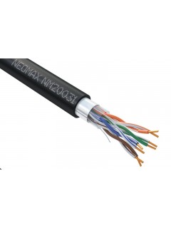 Кабель витая пара F/UTP кат.5e 4х2х24AWG solid CU (0.52мм) PE OUTDOOR черн. (уп.305м) NEOMAX NM20031