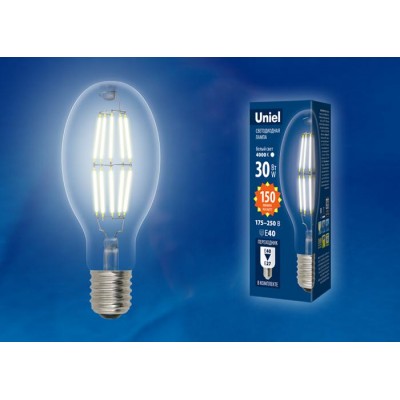 Лампа светодиодная LED-ED90-30W/DW/E40/CL GLP05TR колба прозр. свет дневной бел. 6500К упак. картон Uniel UL-00003761