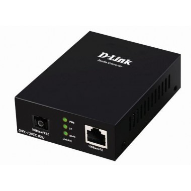 Медиаконвертер DMC-F20SC-BXU/B1A WDM (1 порт 10/100Base-TX + 1 порт 100Base-FX; разъем SC (ТХ: 1310 нм; RX: 1550 нм для одномод. оптич. кабеля (до 20км) D-Link 1359424