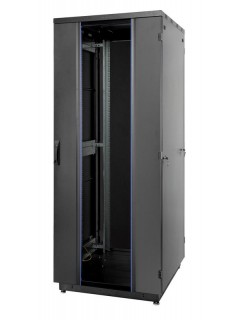 Шкаф Racknet S3000 33U 800х800 передняя дверь стекло 1-ств. задняя дверь метал. 2-ств. черн. Eurolan 60F-33-88-31BL