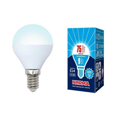 Лампа светодиодная LED-G45-9W/NW/E14/FR/NR Norma 9Вт матовая E14 (упак. картон) Volpe UL-00003825