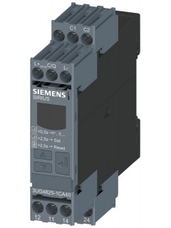 Реле контроля цифровое для тока утечки 3UL23 для IO-Link диапазон 003-40А задержка запуска/срабат. 0-9999с гистерезис откл. до 50 % гистерезис предупрежд. 5 % фиксир. ширина 225мм 2 перекл. контакта винтовой зажим Siemens 3UG48251CA40