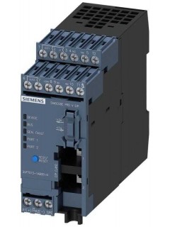 Модуль базовый SIMOCODE pro V EIP EtherNet/IP возможность резервирования DLR Web-сервер скорость передачи данных 100 Mbps 2 разъема подключения RJ45 4входа / 3 выхода свободно параметрируемые Us: 24В DC Siemens 3UF70131AB000