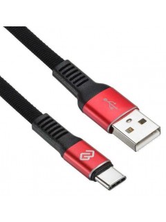 Кабель USB A(m) USB Type-C (m) 1.2м черн./красн. плоский Digma 1080454