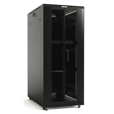 Шкаф напольный TTB-2768-DD-RAL9004 1388х600х800мм 19дюйм. 27U передн. и задн. распаш. перфор. двери (75%) ручка с замком крыша нового типа RAL 9004 разобр. черн. Hyperline 395988