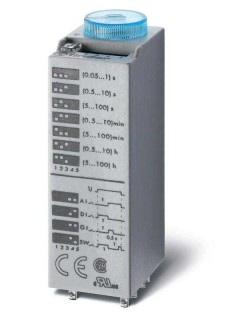 Таймер миниатюрный мультифункциональный (AI DI SW GI) монтаж в розетку 12В AC/DC 4CO 7А регулировка времени 0.05с…100ч IP40 в комплекте металлич. клипса 094.81 FINDER 850400120000