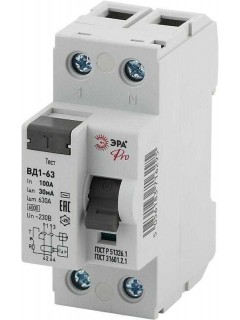 Выключатель дифференциального тока (УЗО) 1P+N 100А 30мА ВД1-63 Pro NO-902-54 ЭРА Б0031893