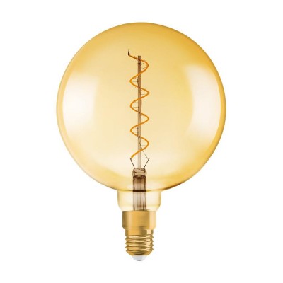 Лампа светодиодная филаментная Vintage 1906 LED dim CL GLOBE200 FIL GOLD 28 dim 5W/820 5Вт тепл. бел. E27 (замена 28Вт) диммир. зол. OSRAM 4058075269729