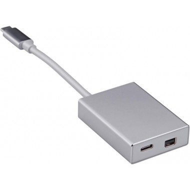 Адаптер BHP USB Type-C (m) USB Type-C (f) miniDisplayPort (f) 0.1м серебр. BURO 488059