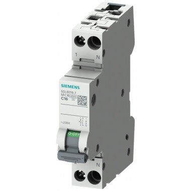 Выключатель автоматический модульный 2п (1P+N) 6кА 230В C8 1MW Siemens 5SL60087