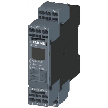 Реле контроля цифровое для тока утечки 3UL23 для IO-Link диапазон 003-40А задержка запуска/срабат. 0-9999с гистерезис откл. до 50 % гистерезис предупрежд. 5 % фиксир. ширина 225мм 2 перекл. контакта пруж. клеммы Siemens 3UG48252CA40