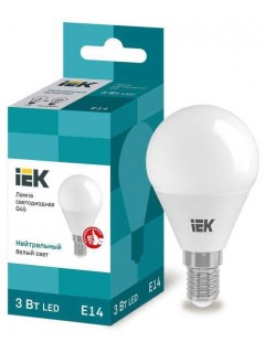 Лампа светодиодная Eco G45 3Вт шар 4000К нейтр. бел. E14 216лм 230-240В IEK LLE-G45-3-230-40-E14