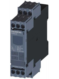 Реле контроля цифровое cos phi и контроль силы тока для IO-Link 90-690В AC 02-10А превышение и недостижение время задержки пуска время задержки срабатывания гистерезис от 01 до 30А 2 перекл. контакта винтовой зажим Siemens 3UG48411CA40