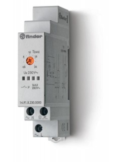 Таймер модульный электронный лестничный 1-функциональный 1NO 16А 3-проводная схема 230В AC 17.5мм IP20 FINDER 149182300000