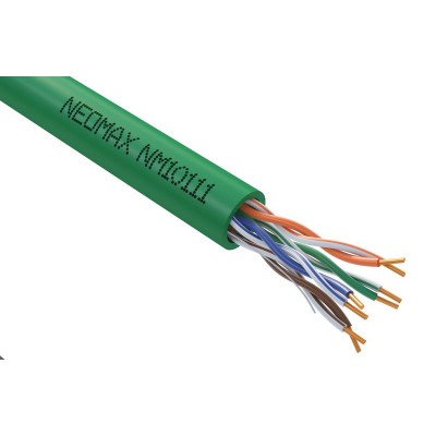 Кабель витая пара U/UTP кат.5e 4х2х24AWG solid CU (0.51мм) LSZH нг(А)-HF зел. (уп.305м) NEOMAX NM10111