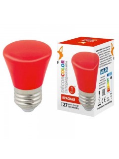 Лампа светодиодная LED-D45-1W/RED/E27/FR/С BELL Колокольчик 1Вт матовая красн. E27 декоративная (упак. картон) Volpe UL-00005638
