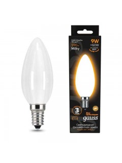 Лампа светодиодная филаментная Black Filament 9Вт свеча матовая 3000К тепл. бел. E14 590лм GAUSS 103201109