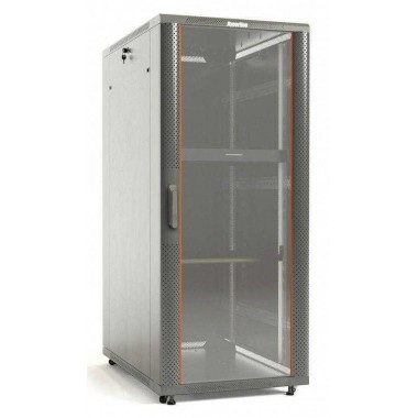 Шкаф напольный 19дюйм TTB-4268-AS-RAL7035 42U 2055х600х800мм передн. стекл. дверь со стальн. перфор. боковинами; задняя дверь сплошная; ручка с замком; крыша нового типа RAL 7035 разобр. сер. Hyperline 451959