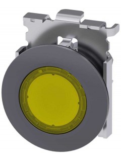 Элемент светового индикатора с желтым рассеивателем 30мм кругл. металл матов. плоское фронтальное кольцо Siemens 3SU10610JD300AA0