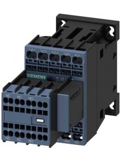 Контактор 3п 9А кат. 24В DC 2НО+2НЗ 4кВт AC-3 400В типоразмер S00 со встроен. варистором пружин. зажим Siemens 3RT20162DB44