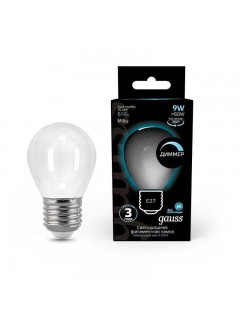 Лампа светодиодная филаментная Black Filament 9Вт P45 шар матовая 4100К нейтр. бел. E27 610лм диммир. GAUSS 105202209-D